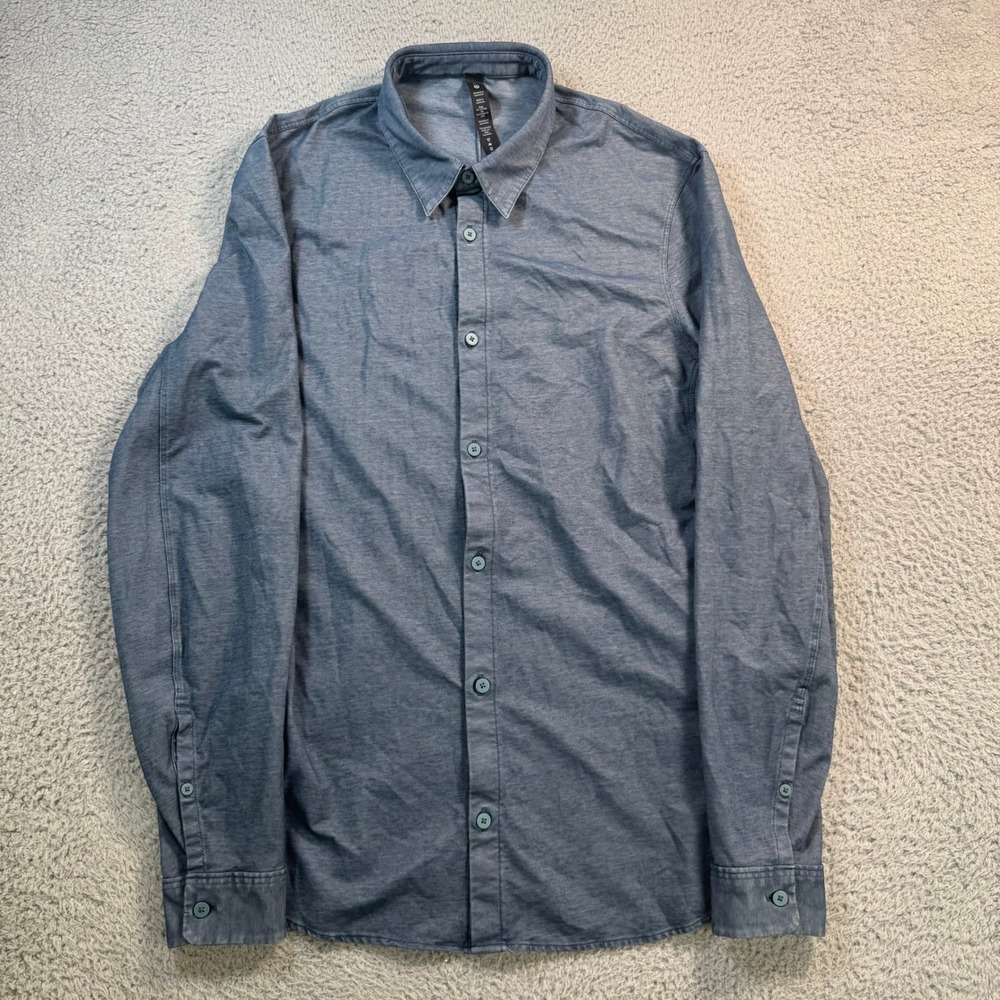 Lululemon Mens Medium Blue Heathered Long Sleeve Button Down Shirt 11027